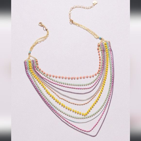 Nakamol Fuschia Layer Chain Necklace - Picture 3 of 9